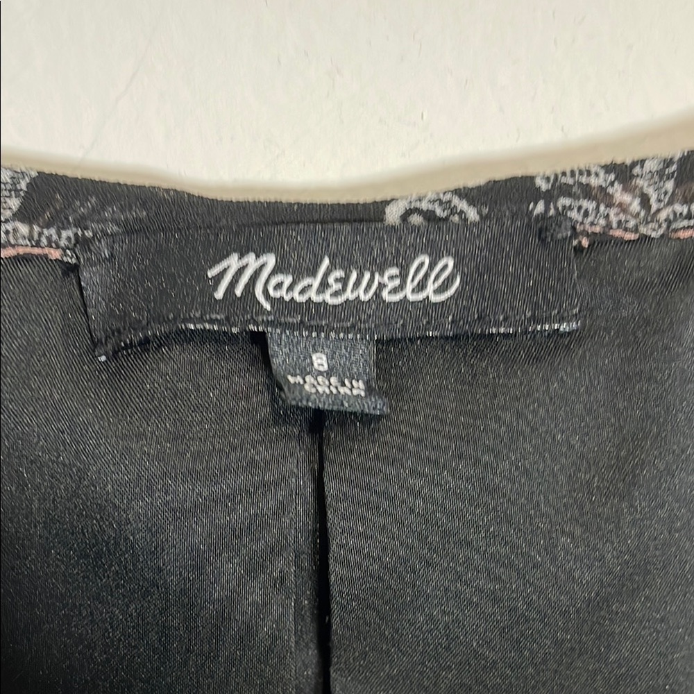 Madewell Boho Print Mini Dress Black Brown Size 8 - Picture 3 of 11